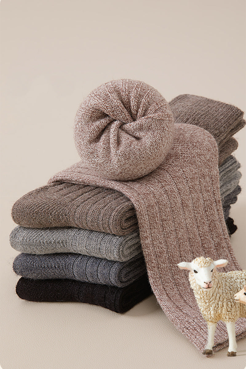 Men's Warm Wool Crew Socks - Lightweight Thermal Striped Winter Socks 3 Pack