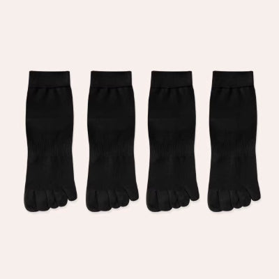 Men's Ankle Socks Long Staple Cotton 4 Pairs Toe Separator Solid Color