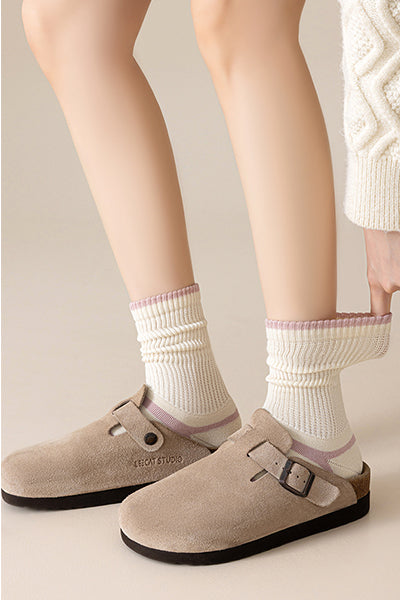 Women's Extra Thick Terry Lined Crew Socks - Striped Thermal Winter Socks 3 Pack