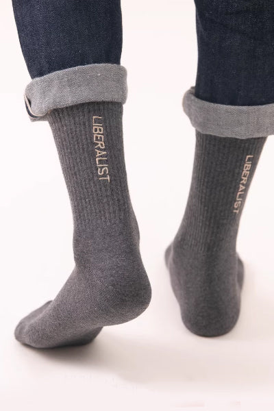 Men's Crew Socks Long Staple Cotton 5 Pairs Embroidered