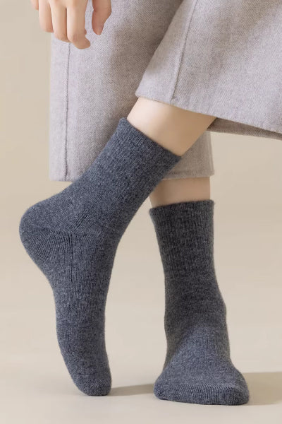 Women's Crew Socks - Premium 90%Wool Blend 3 Pairs Pack | Thermal Solid Color