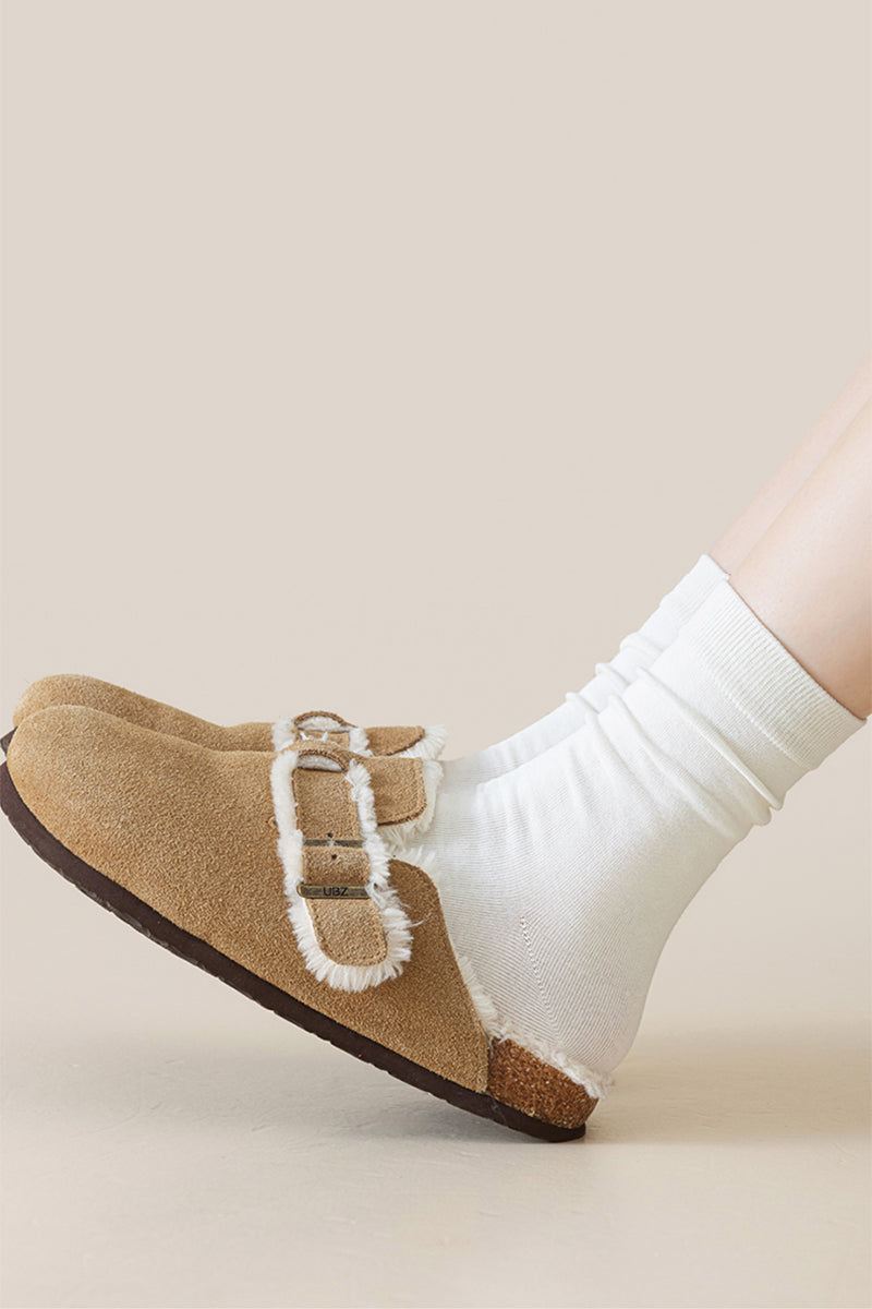 Women's 100% Cotton Crew Socks - Soft Breathable Solid Color 5 Pack