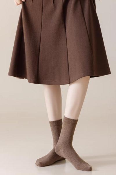 Women's Crew Socks Long Staple Cotton 5 Pairs Solid Color