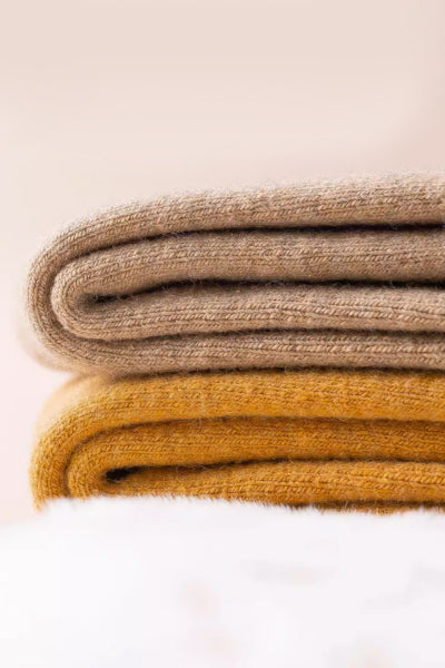 Women's Calf Socks Wool 3 Pairs Thick Terry Lined