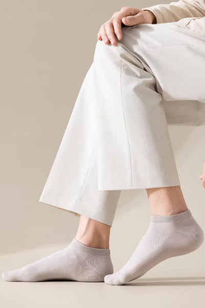 Men's Ankle Socks Long Staple Cotton 5 Pairs Mesh Solid Color