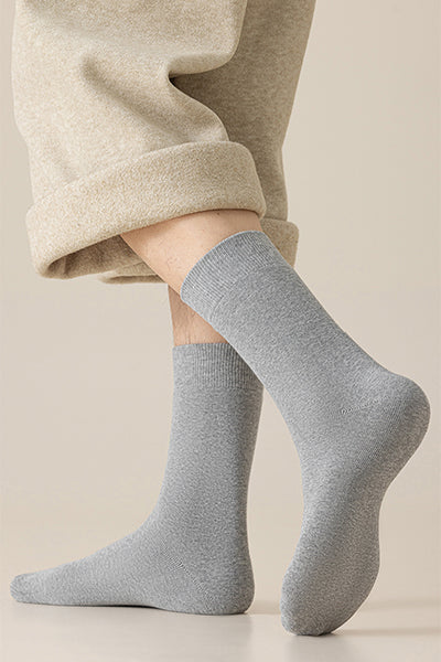 Men's Crew Socks Long Staple Cotton Winter Extra Thick Terry Lined 3 Pairs Thermal Solid Color