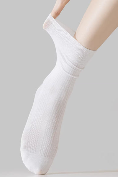 Women's Crew Socks - Premium Long Staple Cotton 5 Pairs Pack | Textured Solid Color