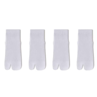 Women's Ankle Socks Long Staple Cotton Split Toe Five Finger 4 Pairs Solid Color