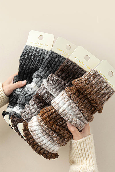 Women's Chunky Knit Patterned Leg Warmers, Trendy Colorful Thick Warm Adjustable Position Socks