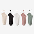 Women's Ankle Socks Long Staple Cotton 5 Pairs Solid Color