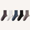 Men's Crew Socks - Premium Long Staple Cotton 5 Pairs Pack | Solid Color