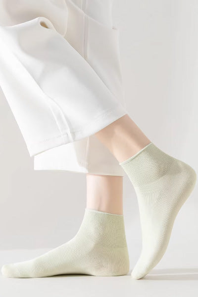 Women's Ankle Socks Long Staple Cotton 5 Pairs Solid Color