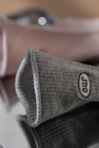 Women's Crew Socks Winter 4 Pairs Long Staple Cotton Embroidered Rolled Cuff