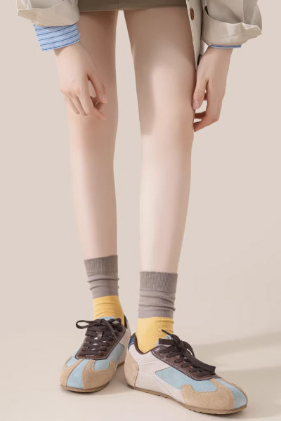 Women's Crew Socks - Premium Long Staple Cotton 3 Pairs Pack | Two-Toe Split Toe Color Block