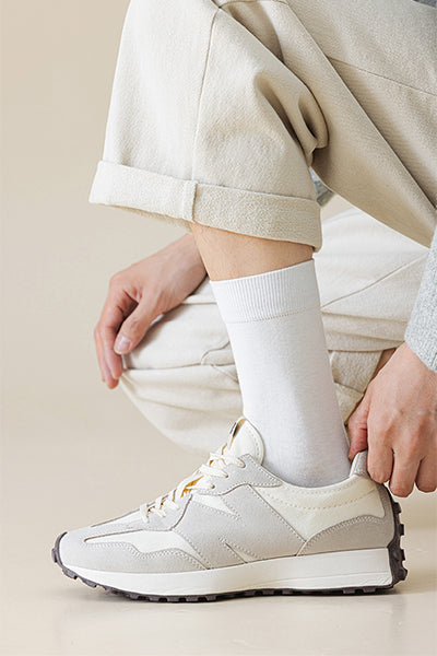 Men's 100% Cotton Crew Socks - Soft Breathable Solid Color 5 Pack