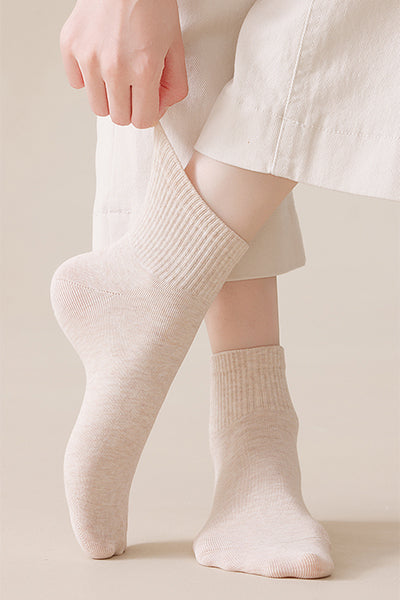 Women's Cotton Crew Socks - Solid Color Winter Socks 5 Pack