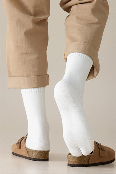 Men's Extra Thick Terry Lined Toe Socks - Thermal Solid Color Winter Socks 3 Pack