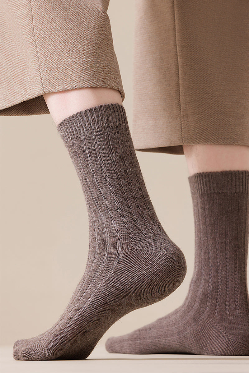 Men's Warm Wool Crew Socks - Lightweight Thermal Striped Winter Socks 3 Pack