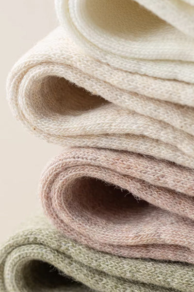 Women's Crew Socks Long Staple Cotton 5 Pairs Split Toe Five Finger Solid Color