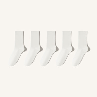 Men's 100% Cotton Crew Socks - Soft Breathable Solid Color 5 Pack