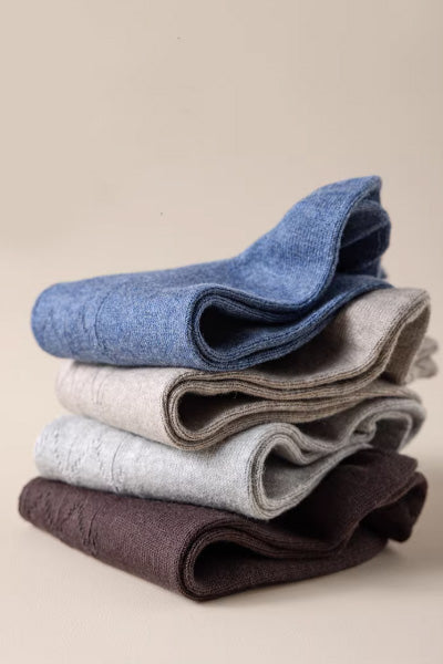 Men's Ankle Socks Long Staple Cotton 5 Pairs Solid Color Textured