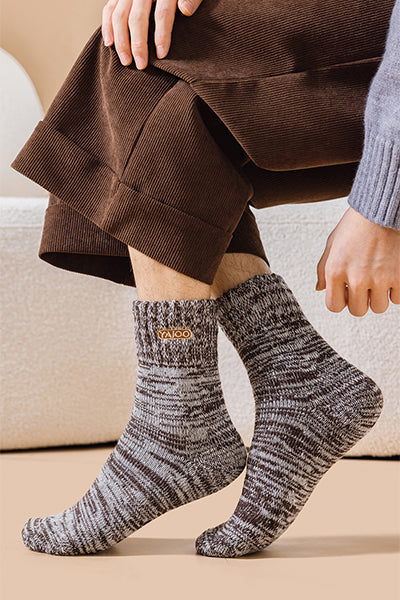 Men's Extra Thick Wool Crew Socks - Marled Thermal Winter Socks 3 Pack