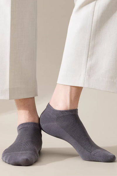 Men's Ankle Socks Long Staple Cotton 5 Pairs Mesh Solid Color