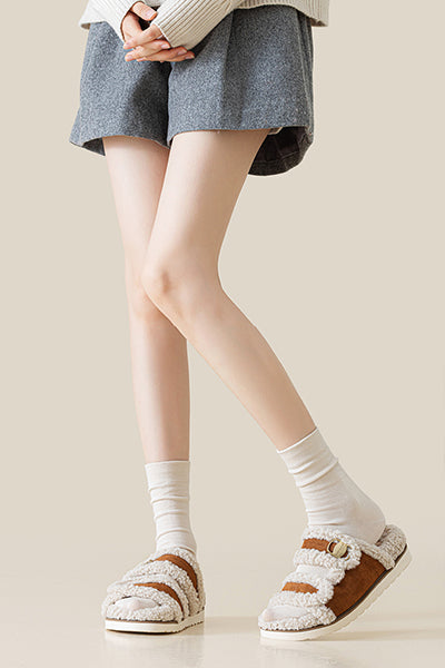 Women's Crew Socks - 100% Pure Cotton 4 Pairs Pack | Solid Color