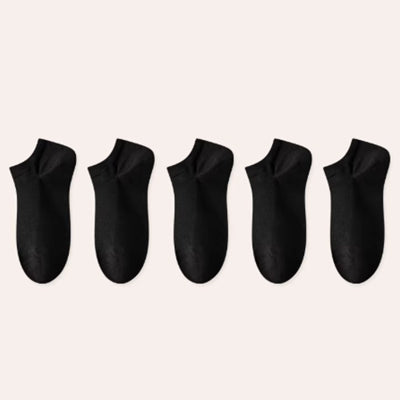 Men's Ankle Socks Long Staple Cotton 5 Pairs Mesh Solid Color