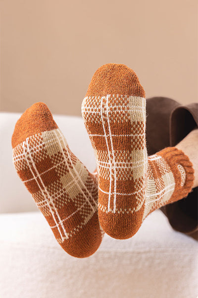 wen's Extra Thick Wool Crew Socks - Plaid Thermal Winter Socks 3 Pack