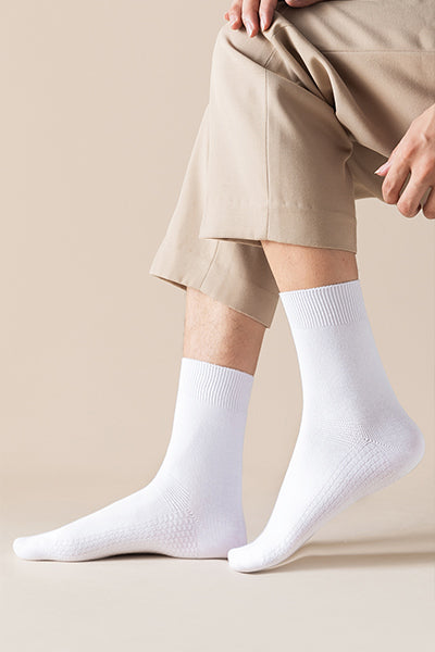 Men's Crew Socks - Premium Long Staple Cotton 5 Pairs Pack | Solid Color