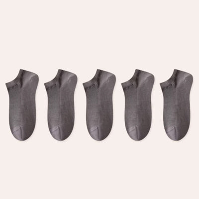 Men's Ankle Socks Long Staple Cotton 5 Pairs Mesh Solid Color