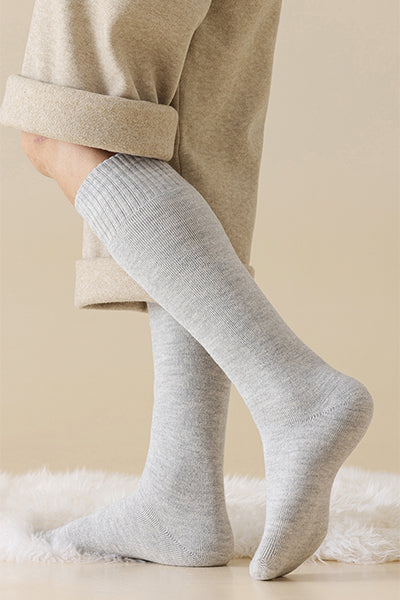 Men's Extra Thick Wool Fleece Lined Calf Socks - Thermal Solid Color Winter Socks 2 Pack