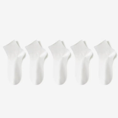 Women's Ankle Socks Long Staple Cotton 5 Pairs Solid Color