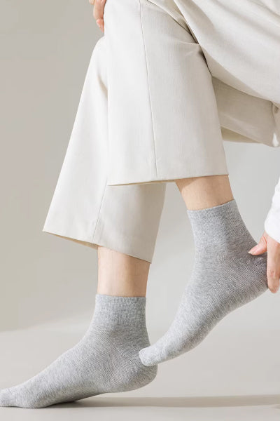 Men's Ankle Socks Long Staple Cotton 5 Pairs Solid Color