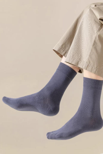 Men's Crew Socks Long Staple Cotton 5 Pairs Solid Color