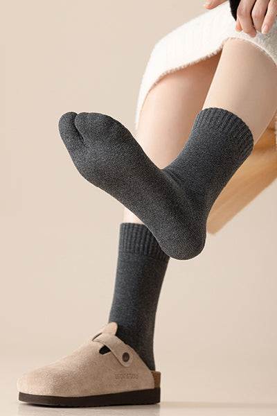 Women's Extra Thick Terry Lined Toe Socks - Thermal Solid Color Winter Socks 3 Pack
