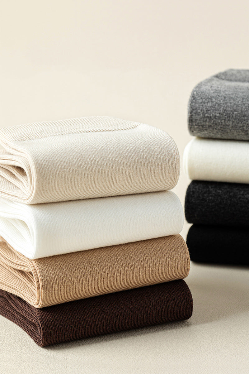 Women's 100% Cotton Crew Socks - Soft Breathable Solid Color 5 Pack