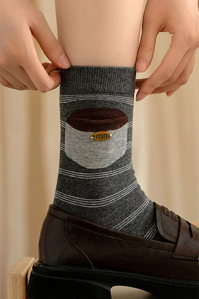 Women's Striped Cotton Crew Socks with Wallet Detail - 4 Pack
