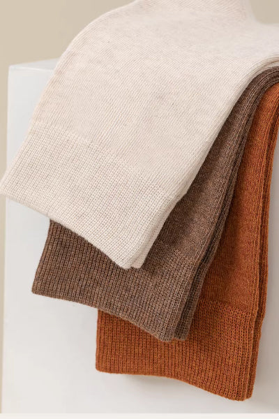 Women's Crew Socks - Premium Long Staple Cotton 5 Pairs Pack | Solid Color