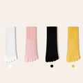 Women's Crew Socks Long Staple Cotton 4 Pairs Five-Toe Socks Solid Color