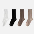 Women's Crew Socks Long Staple Cotton 4 Pairs Solid Color
