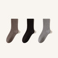 Men's Warm Wool Crew Socks - Lightweight Thermal Striped Winter Socks 3 Pack