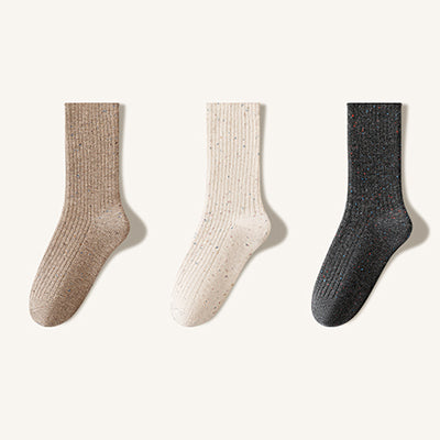 Women's Crew Socks Winter Wool 3 Pairs Patterned Knit Thermal