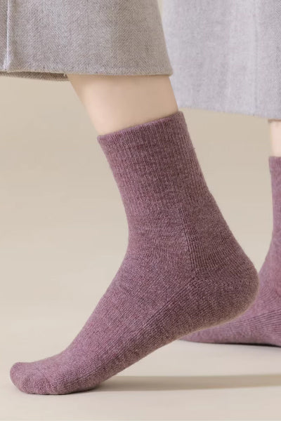 Women's Crew Socks - Premium 90%Wool Blend 3 Pairs Pack | Thermal Solid Color