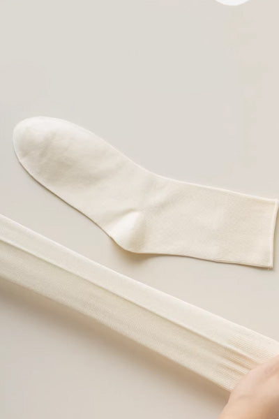 Women's Crew Socks Long Staple Cotton 5 Pairs Solid Color