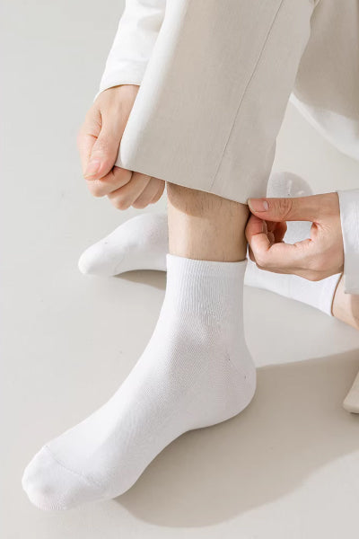 Men's Ankle Socks Long Staple Cotton 5 Pairs Solid Color
