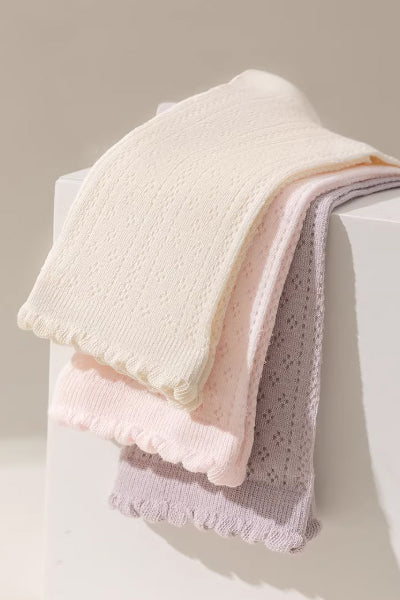 Women's Crew Socks Long Staple Cotton 5 Pairs Ruffled Mesh