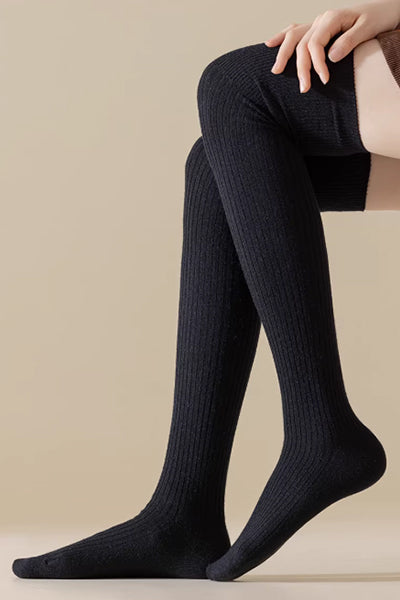 Women's Calf Socks Wool 2 Pairs Solid Color