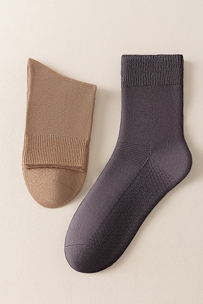 Men's Crew Socks - Premium Long Staple Cotton 5 Pairs Pack | Solid Color